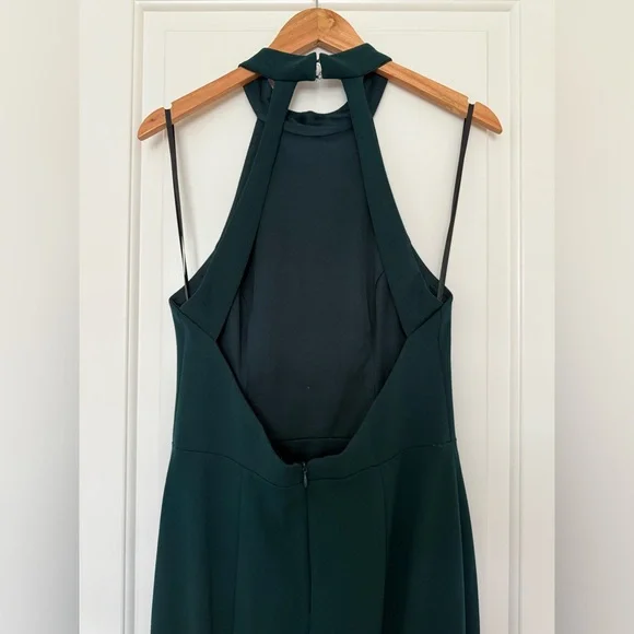 BHLDN Anthropologie Lennox Halter Crepe Gown Bridesmaid Dress Emerald Green  10